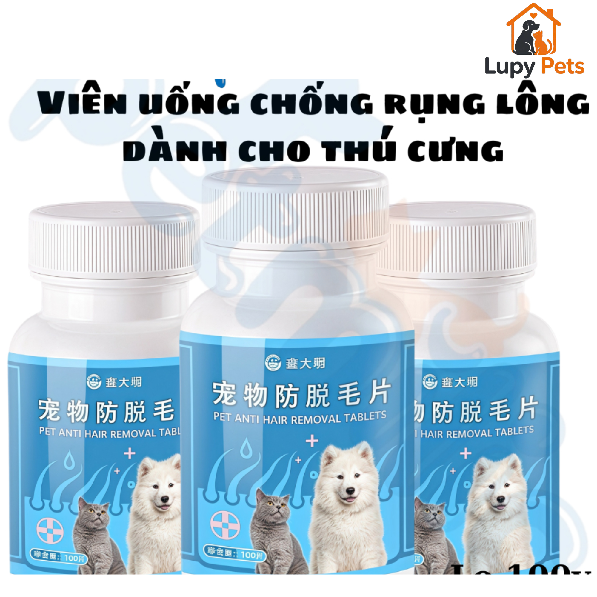 Viên chống rụng lông thú cưng hỗ trợ bổ sung dưỡng chất, giúp giảm rụng lông và nuôi dưỡng bộ lông khỏe mạnh.